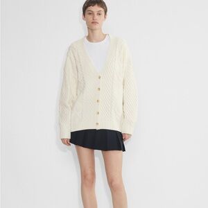 Aritzia Sunday Best Cardigan Cable Knit Button Up Cream